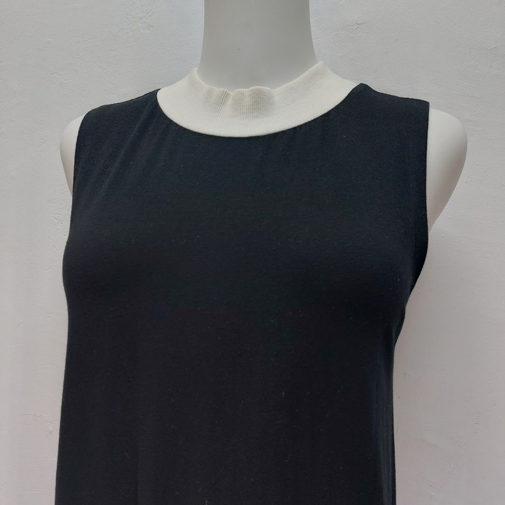 Monki Maxi Dress Women's Xs Black Scandi Edgy Contrast Mock Neck Sleeveless View 5